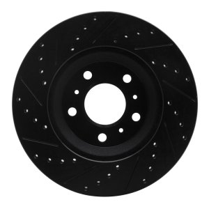 Buick Lucerne Brake Rotor (1) - Front Right - R1 Concepts - Drilled & Slotted - Black - `06-`16